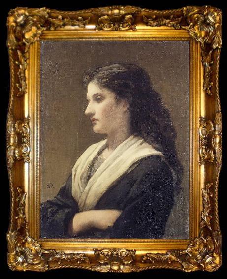 framed  William Morris Hunt Study of a Female Head, ta009-2